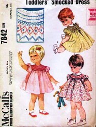 7842 MCCALLS TODDLERS SMOCKED SHORT SLEEVE DRESS PATTERN UNCUT SZ 1